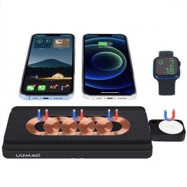 UUMAO Magnetic Wireless Charging Pad, 5-Coil Triple Wireless Charger Station, for Apple Watch Charger, for Multiple 3 Devices & Airpods， for All Qi Enabled Phones - 副本